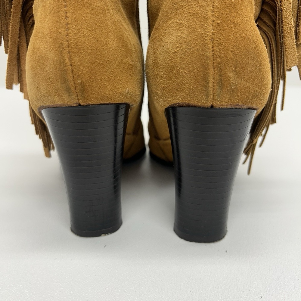 Predictions Suede Fringe Western Boots Vintage Y2K Boho Festival Heeled Size 6 - Picture 11 of 16